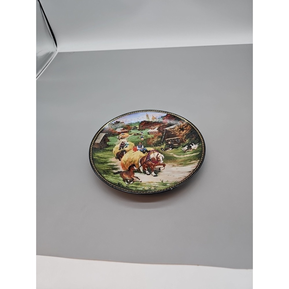 Vintage 1990 Russian Village Collector Plate From the Hayfield Natalia Leonova